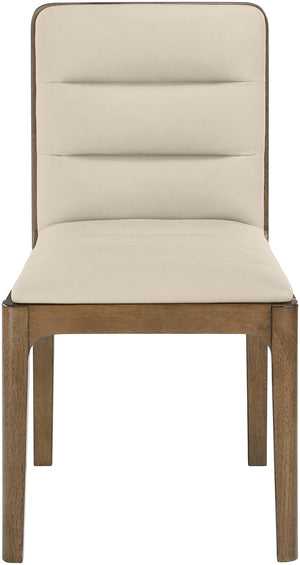 Meridian Furniture Ellis Vegan Leather Seat Cane Back Dining Chair with Solid Wood Frame for Modern Interiors Beige Style 2 88050Beige-C