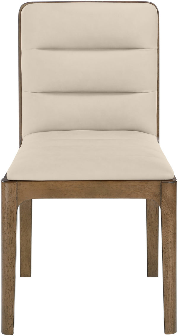 Meridian Furniture Ellis Vegan Leather Seat Cane Back Dining Chair with Solid Wood Frame for Modern Interiors Beige Style 2 88050Beige-C