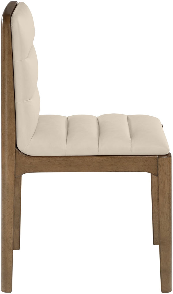 Meridian Furniture Ellis Vegan Leather Seat Cane Back Dining Chair with Solid Wood Frame for Modern Interiors Beige Style 2 88050Beige-C