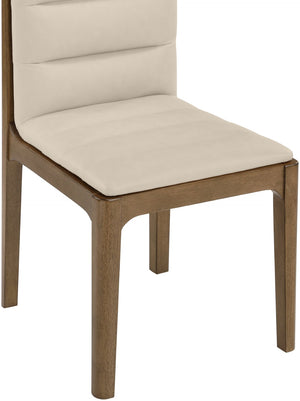 Meridian Furniture Ellis Vegan Leather Seat Cane Back Dining Chair with Solid Wood Frame for Modern Interiors Beige Style 2 88050Beige-C