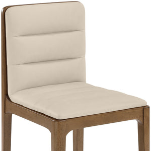Meridian Furniture Ellis Vegan Leather Seat Cane Back Dining Chair with Solid Wood Frame for Modern Interiors Beige Style 2 88050Beige-C
