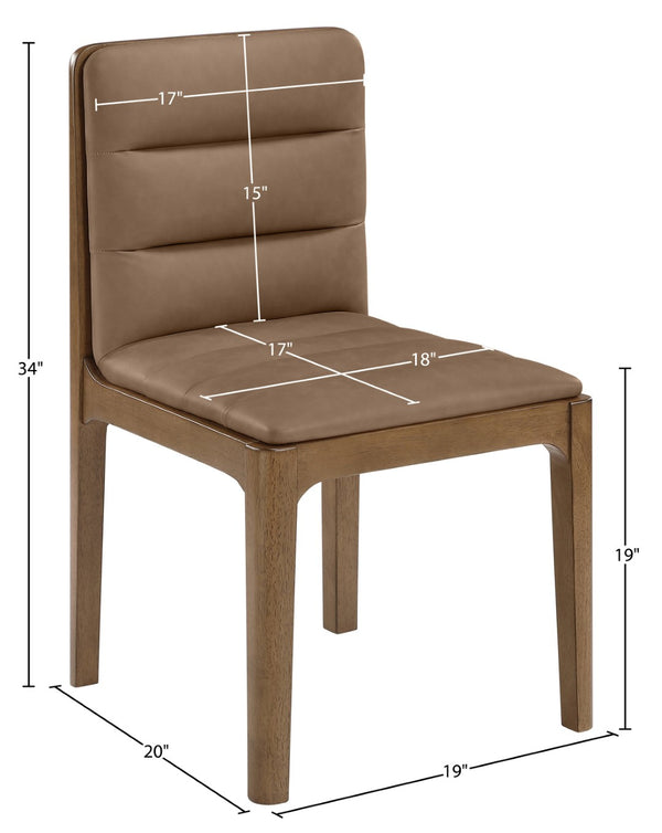 Meridian Furniture Ellis Vegan Leather Seat Cane Back Dining Chair with Solid Wood Frame for Modern Interiors Brown Style 2 88050Brown-C