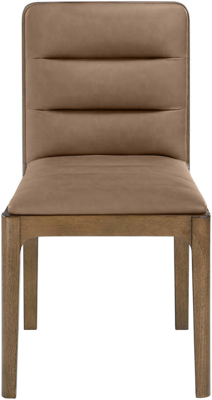Meridian Furniture Ellis Vegan Leather Seat Cane Back Dining Chair with Solid Wood Frame for Modern Interiors Brown Style 2 88050Brown-C