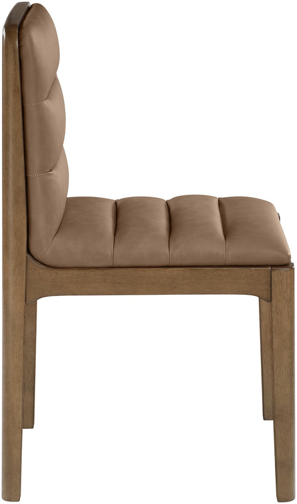 Meridian Furniture Ellis Vegan Leather Seat Cane Back Dining Chair with Solid Wood Frame for Modern Interiors Brown Style 2 88050Brown-C
