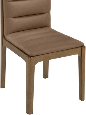 Meridian Furniture Ellis Vegan Leather Seat Cane Back Dining Chair with Solid Wood Frame for Modern Interiors Brown Style 2 88050Brown-C