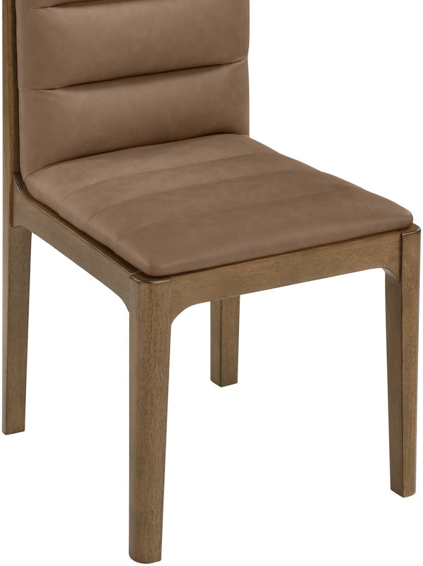 Meridian Furniture Ellis Vegan Leather Seat Cane Back Dining Chair with Solid Wood Frame for Modern Interiors Brown Style 2 88050Brown-C