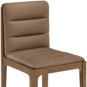 Meridian Furniture Ellis Vegan Leather Seat Cane Back Dining Chair with Solid Wood Frame for Modern Interiors Brown Style 2 88050Brown-C