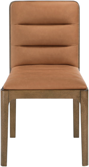Meridian Furniture Ellis Vegan Leather Seat Cane Back Dining Chair with Solid Wood Frame for Modern Interiors Cognac Style 2 88050Cognac-C