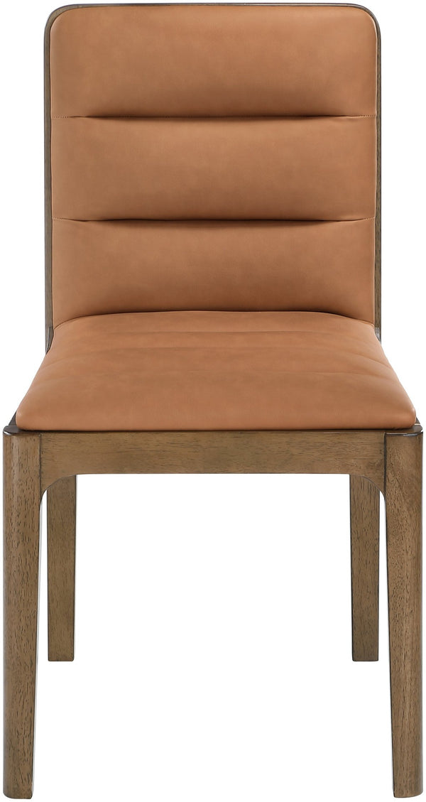 Meridian Furniture Ellis Vegan Leather Seat Cane Back Dining Chair with Solid Wood Frame for Modern Interiors Cognac Style 2 88050Cognac-C