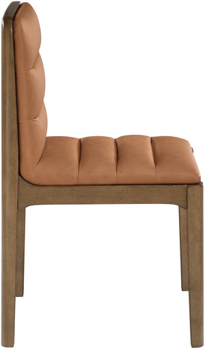Meridian Furniture Ellis Vegan Leather Seat Cane Back Dining Chair with Solid Wood Frame for Modern Interiors Cognac Style 2 88050Cognac-C