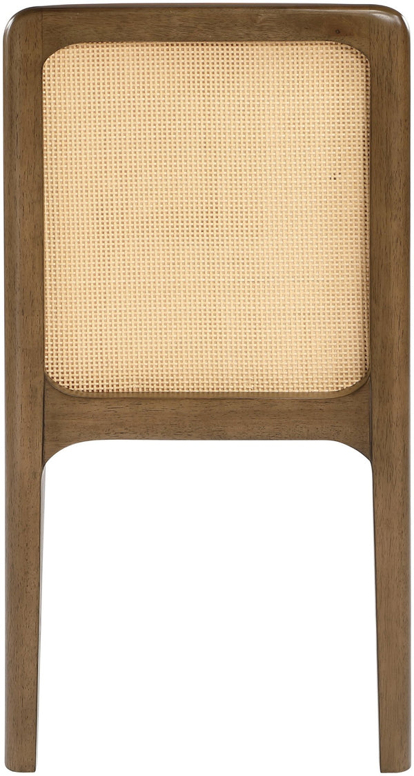 Meridian Furniture Ellis Vegan Leather Seat Cane Back Dining Chair with Solid Wood Frame for Modern Interiors Cognac Style 2 88050Cognac-C