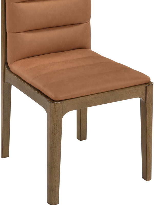 Meridian Furniture Ellis Vegan Leather Seat Cane Back Dining Chair with Solid Wood Frame for Modern Interiors Cognac Style 2 88050Cognac-C