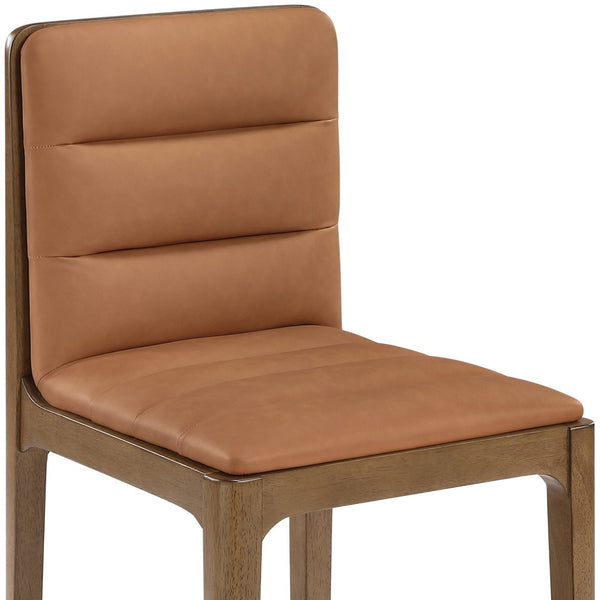 Meridian Furniture Ellis Vegan Leather Seat Cane Back Dining Chair with Solid Wood Frame for Modern Interiors Cognac Style 2 88050Cognac-C