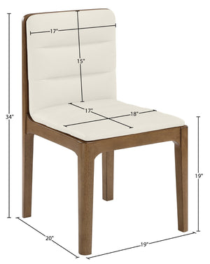 Meridian Furniture Ellis Vegan Leather Seat Cane Back Dining Chair with Solid Wood Frame for Modern Interiors Cream Style 2 88050Cream-C