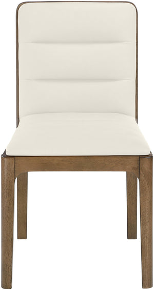 Meridian Furniture Ellis Vegan Leather Seat Cane Back Dining Chair with Solid Wood Frame for Modern Interiors Cream Style 2 88050Cream-C