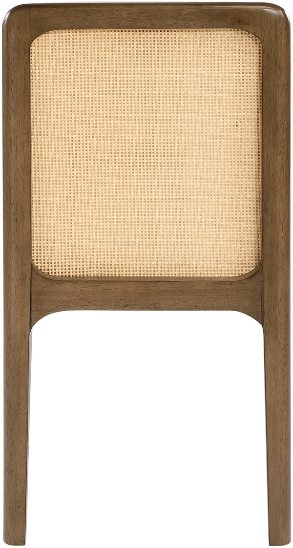 Meridian Furniture Ellis Vegan Leather Seat Cane Back Dining Chair with Solid Wood Frame for Modern Interiors Cream Style 2 88050Cream-C