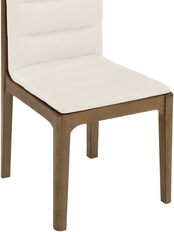 Meridian Furniture Ellis Vegan Leather Seat Cane Back Dining Chair with Solid Wood Frame for Modern Interiors Cream Style 2 88050Cream-C