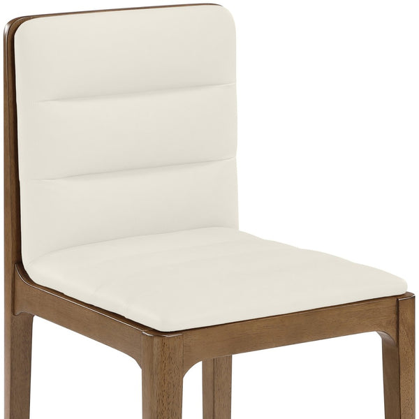 Meridian Furniture Ellis Vegan Leather Seat Cane Back Dining Chair with Solid Wood Frame for Modern Interiors Cream Style 2 88050Cream-C