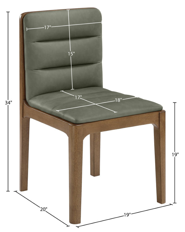 Meridian Furniture Ellis Vegan Leather Seat Cane Back Dining Chair with Solid Wood Frame for Modern Interiors Green Style 2 88050Green-C