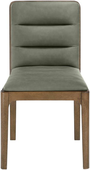 Meridian Furniture Ellis Vegan Leather Seat Cane Back Dining Chair with Solid Wood Frame for Modern Interiors Green Style 2 88050Green-C