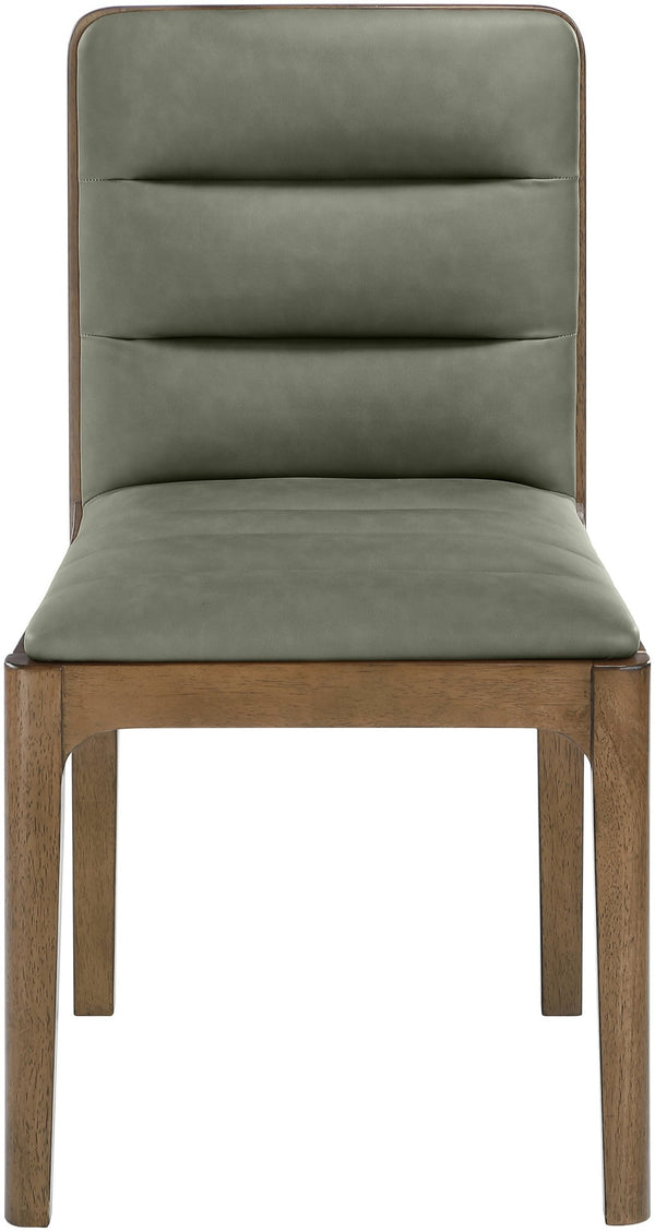Meridian Furniture Ellis Vegan Leather Seat Cane Back Dining Chair with Solid Wood Frame for Modern Interiors Green Style 2 88050Green-C