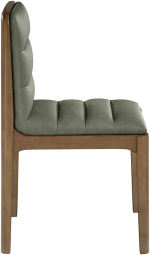Meridian Furniture Ellis Vegan Leather Seat Cane Back Dining Chair with Solid Wood Frame for Modern Interiors Green Style 2 88050Green-C