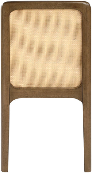 Meridian Furniture Ellis Vegan Leather Seat Cane Back Dining Chair with Solid Wood Frame for Modern Interiors Green Style 2 88050Green-C