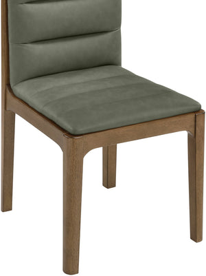 Meridian Furniture Ellis Vegan Leather Seat Cane Back Dining Chair with Solid Wood Frame for Modern Interiors Green Style 2 88050Green-C