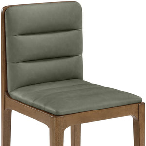 Meridian Furniture Ellis Vegan Leather Seat Cane Back Dining Chair with Solid Wood Frame for Modern Interiors Green Style 2 88050Green-C
