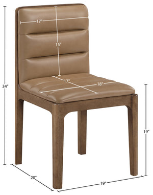 Meridian Furniture Ellis Vegan Leather Seat Cane Back Dining Chair with Solid Wood Frame for Modern Interiors Tan Style 2 88050Tan-C