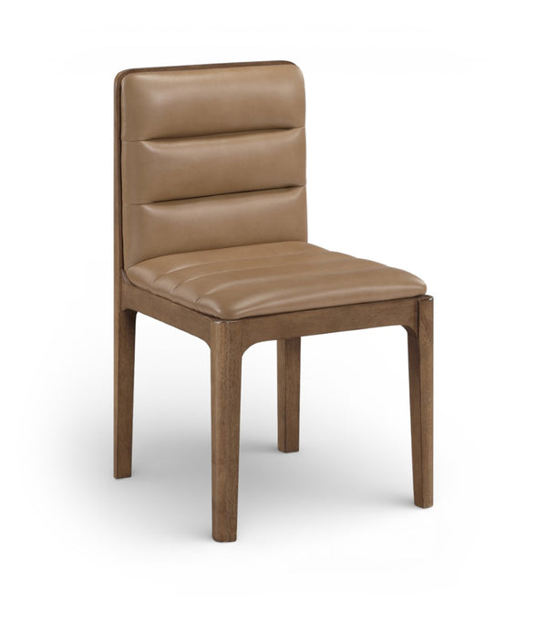 Meridian Furniture Ellis Vegan Leather Seat Cane Back Dining Chair with Solid Wood Frame for Modern Interiors Tan Style 2 88050Tan-C