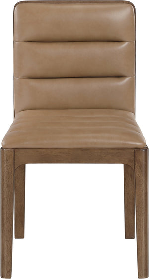 Meridian Furniture Ellis Vegan Leather Seat Cane Back Dining Chair with Solid Wood Frame for Modern Interiors Tan Style 2 88050Tan-C