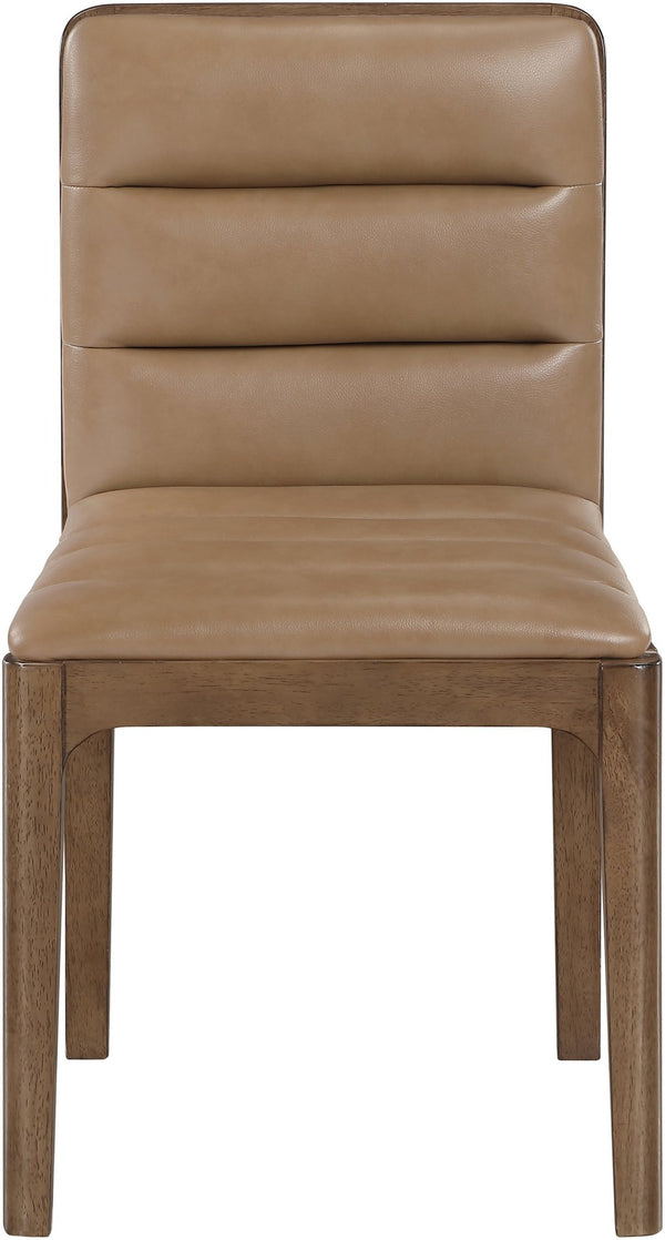 Meridian Furniture Ellis Vegan Leather Seat Cane Back Dining Chair with Solid Wood Frame for Modern Interiors Tan Style 2 88050Tan-C