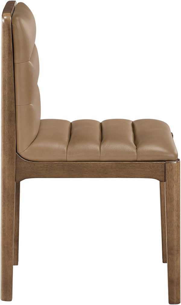 Meridian Furniture Ellis Vegan Leather Seat Cane Back Dining Chair with Solid Wood Frame for Modern Interiors Tan Style 2 88050Tan-C