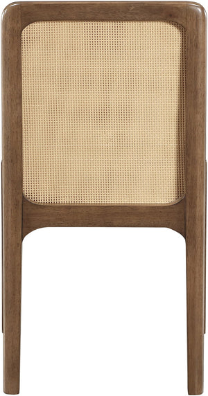 Meridian Furniture Ellis Vegan Leather Seat Cane Back Dining Chair with Solid Wood Frame for Modern Interiors Tan Style 2 88050Tan-C