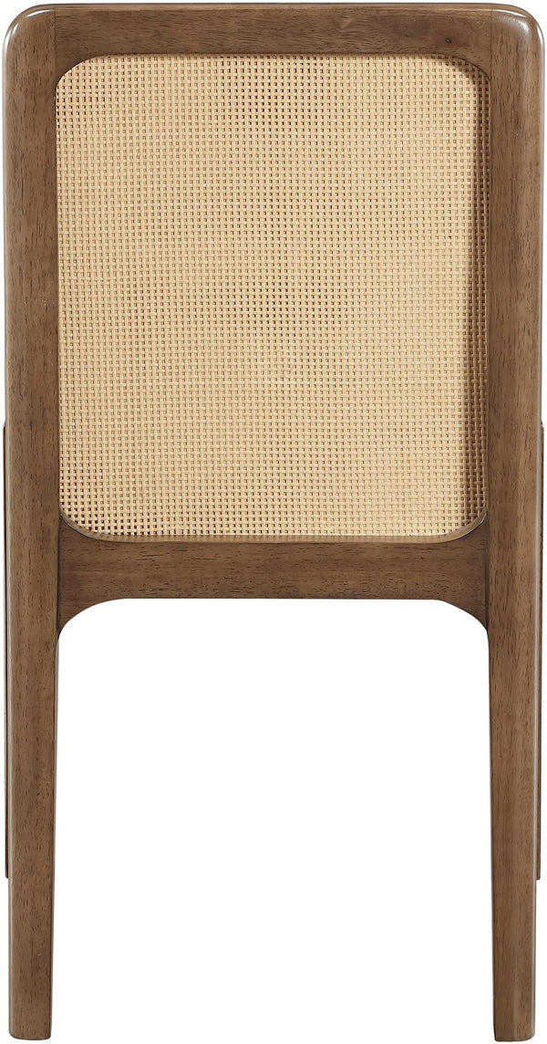 Meridian Furniture Ellis Vegan Leather Seat Cane Back Dining Chair with Solid Wood Frame for Modern Interiors Tan Style 2 88050Tan-C