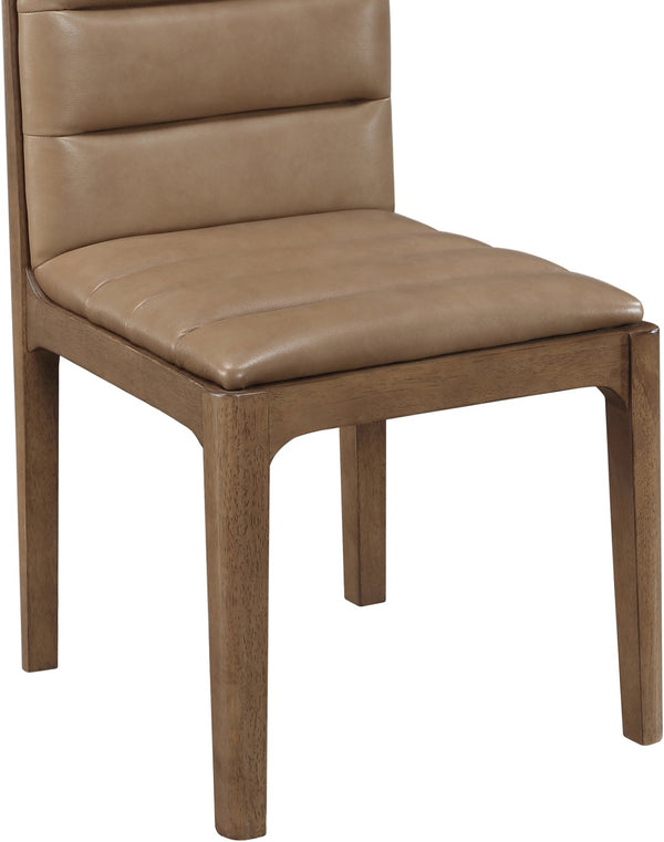 Meridian Furniture Ellis Vegan Leather Seat Cane Back Dining Chair with Solid Wood Frame for Modern Interiors Tan Style 2 88050Tan-C
