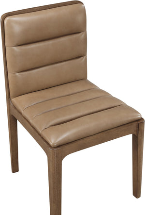 Meridian Furniture Ellis Vegan Leather Seat Cane Back Dining Chair with Solid Wood Frame for Modern Interiors Tan Style 2 88050Tan-C