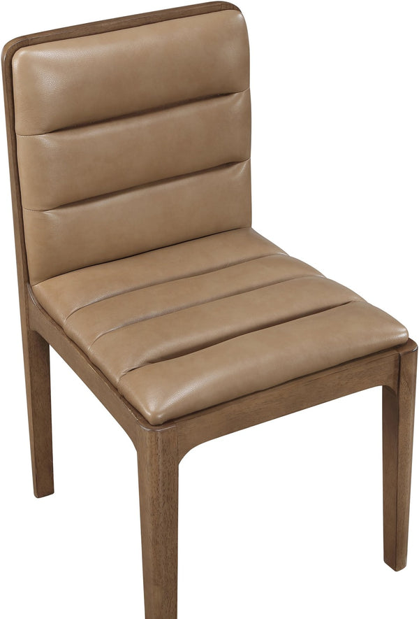 Meridian Furniture Ellis Vegan Leather Seat Cane Back Dining Chair with Solid Wood Frame for Modern Interiors Tan Style 2 88050Tan-C