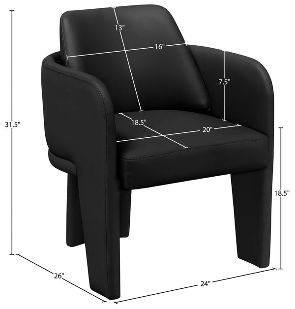 Meridian Furniture Vanda Sculptural Wraparound Vegan Leather Dining Chair for Modern and Contemporary Interiors Black 88051Black-C