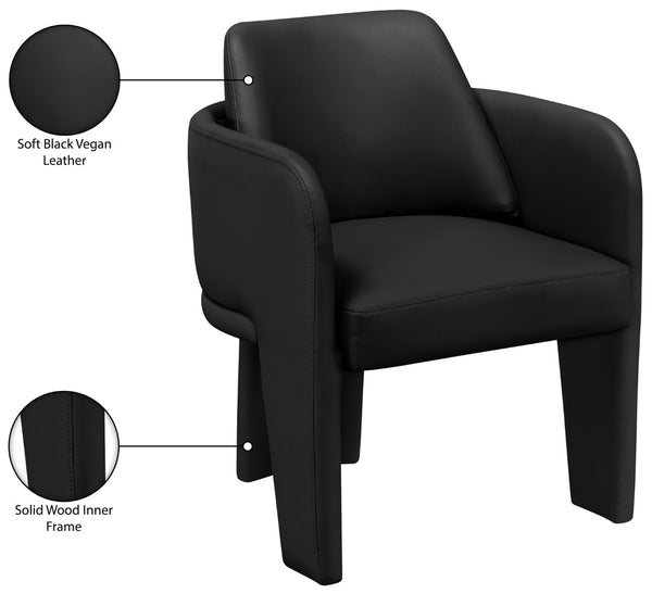 Meridian Furniture Vanda Sculptural Wraparound Vegan Leather Dining Chair for Modern and Contemporary Interiors Black 88051Black-C