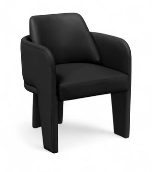 Meridian Furniture Vanda Sculptural Wraparound Vegan Leather Dining Chair for Modern and Contemporary Interiors Black 88051Black-C