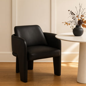 Meridian Furniture Vanda Sculptural Wraparound Vegan Leather Dining Chair for Modern and Contemporary Interiors Black 88051Black-C