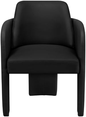 Meridian Furniture Vanda Sculptural Wraparound Vegan Leather Dining Chair for Modern and Contemporary Interiors Black 88051Black-C