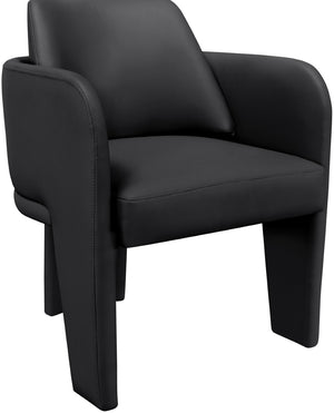 Meridian Furniture Vanda Sculptural Wraparound Vegan Leather Dining Chair for Modern and Contemporary Interiors Black 88051Black-C