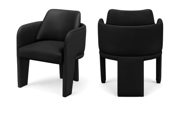 Meridian Furniture Vanda Sculptural Wraparound Vegan Leather Dining Chair for Modern and Contemporary Interiors Black 88051Black-C