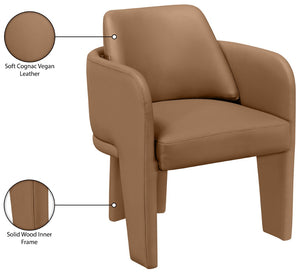Meridian Furniture Vanda Sculptural Wraparound Vegan Leather Dining Chair for Modern and Contemporary Interiors Cognac 88051Cognac-C