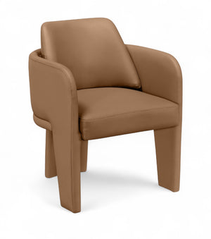 Meridian Furniture Vanda Sculptural Wraparound Vegan Leather Dining Chair for Modern and Contemporary Interiors Cognac 88051Cognac-C