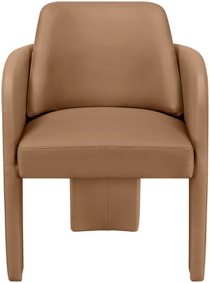 Meridian Furniture Vanda Sculptural Wraparound Vegan Leather Dining Chair for Modern and Contemporary Interiors Cognac 88051Cognac-C
