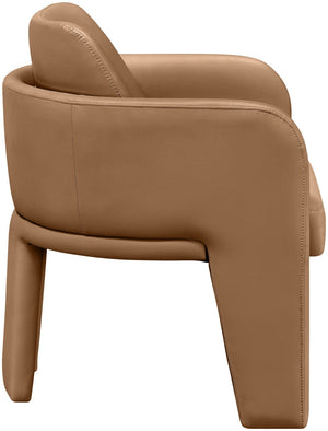 Meridian Furniture Vanda Sculptural Wraparound Vegan Leather Dining Chair for Modern and Contemporary Interiors Cognac 88051Cognac-C